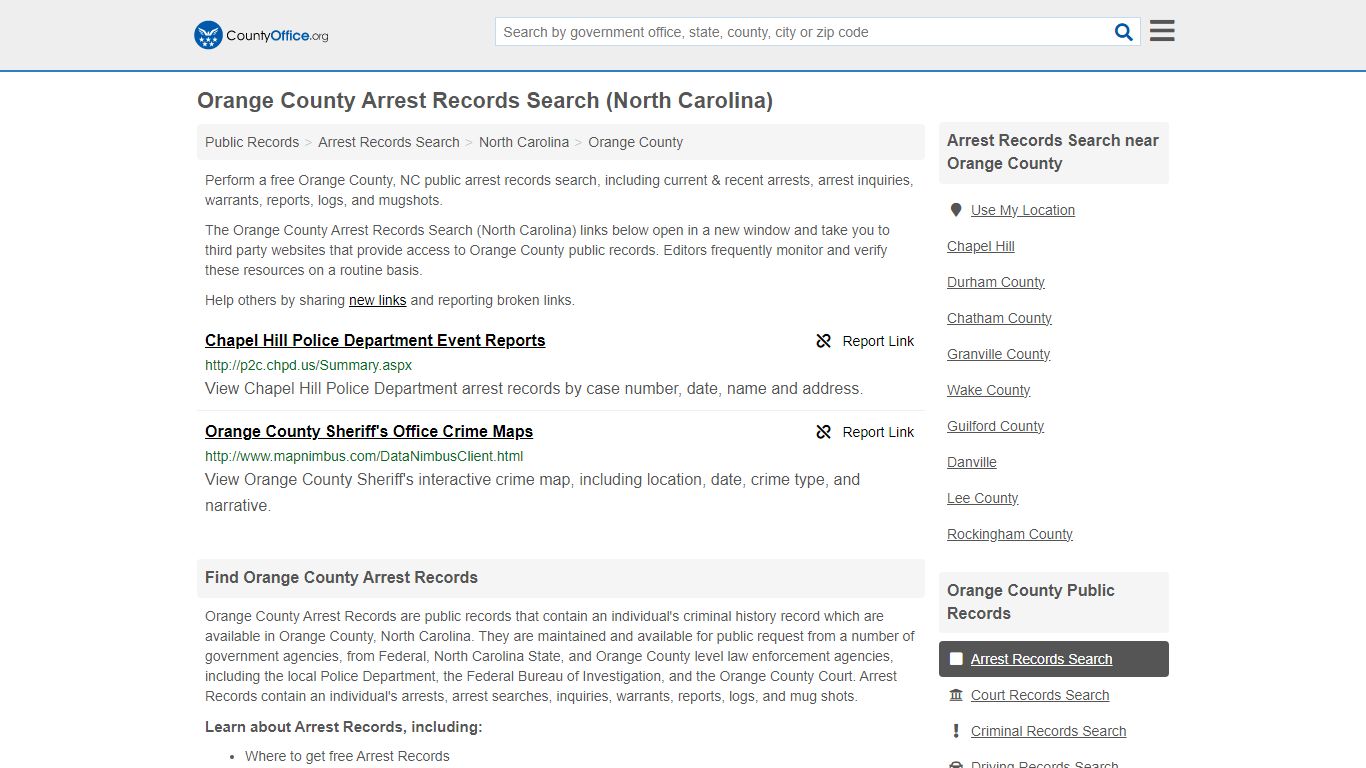 Arrest Records Search - Orange County, NC (Arrests & Mugshots)