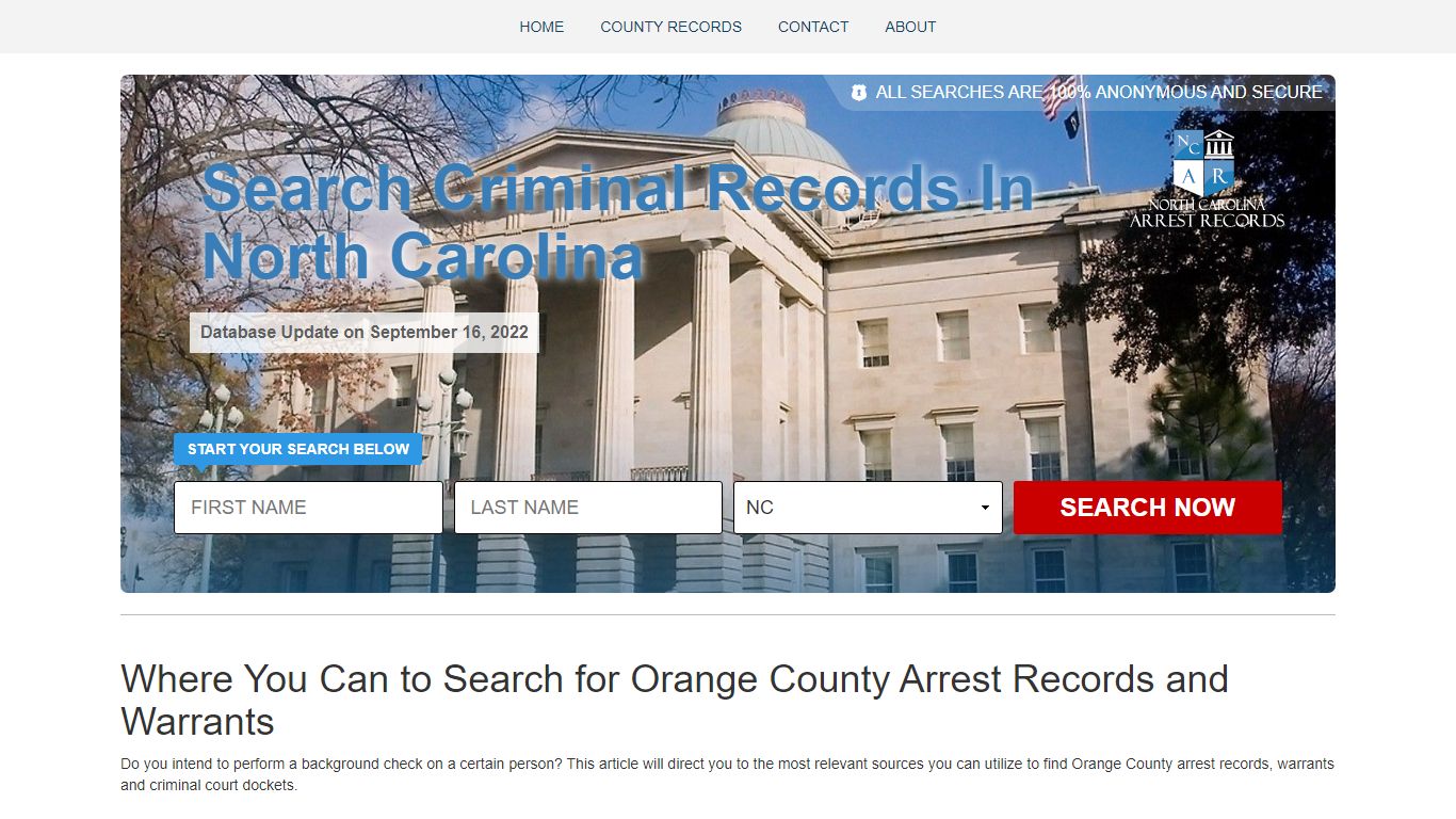 Search for Orange County Arrest Records and Warrants